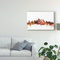 Zaštitni znak Fine Art 'Philadelphia Pennsylvania Skyline Red' Platno umjetnost Michaela Tompsetta