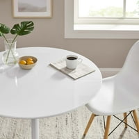 Blagovaonski stol od 36 s okruglom drvenom pločom u bijeloj boji