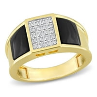 Muški prsten Miabella s crnim dijamantom T. G. W. u karatima i dragulj T. W. u karatima od žutog zlata s premazom