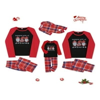 Božićne obiteljske pidžame, odgovarajući setovi, majice s dugim rukavima s printom, karirane hlače, Odjeća za