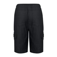 Muške kratke hlače Ležerne jednobojne čipke s elastičnim pojasom i vezicama do koljena s džepovima-teretne Ležerne