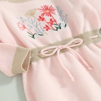 Odjeća / pleteni kombinezon za djevojčice s dugim rukavima s vezom, cvjetni bodi s vezicama, odjeća, ležerni kombinezon,