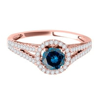 Mauli dragulji zaručnički prstenovi za žene 1. karat Halo Split Shank plavi dijamantni zaručnički angaž