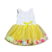 Proljetne haljine za djevojke Bowkt tutu latice tulle haljine Outfits casual haljina žuta 1y-2y