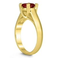 Ženski okrugli prsten od granata od 10k žutog zlata