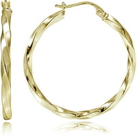 Zlatne naušnice s obručem preko sterling srebra s uvijenim prstenovima