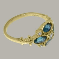 Ženski jubilarni prsten od 18k žutog zlata britanske proizvodnje sa sintetičkim kubičnim cirkonijem i prirodnim