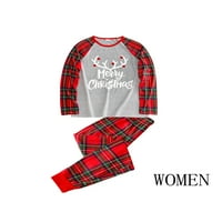 Božićni pidžama Setovi za roditelje i djecu, Karirani pulover s printom slova + duge hlače za djecu i odrasle