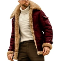 Muški zadebljani kaputi preveliki stani čvrsti patchwork zip up dugi rukav jakna s ovratnikom moda zima toplinske