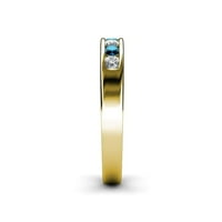 Plavi i bijeli dijamantni kameni kanal Set Wedding Band 0. ct tw u 14k žutom zlatu.ZIZIZITE 3.5