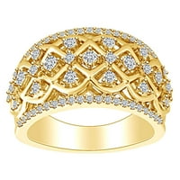 Okrugli karatni Bijeli prirodni dijamantni koktel prsten od punog žutog zlata od 10 karata