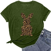 Modne ženske bluze Uskršnji zeko Print majice kratkih rukava s okruglim vratom za žene Leopard uzorak proljeće-ljeto