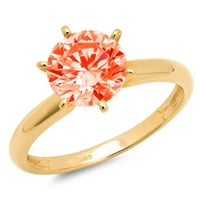 Vjenčani prsten okruglog reza s crvenim imitiranim dijamantom od žutog zlata 18K okrugli rez, veličina 8,25