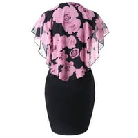 Rasprodaja Plus size haljina, Plus Size Ženska ljetna pulover haljina s printom, bez rukava, ružičasta 10