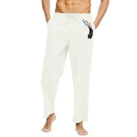 Lanene hlače, muške pamučne lanene hlače s elastičnim strukom, lagane Ležerne hlače, pripijene joga hlače za plažu