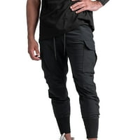 Muške hlače za vježbanje u donjem rublju - jednobojne rastezljive hlače s vezicama, tajice, Ležerne udobne hlače