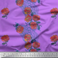 Svilena tkanina od krep-a s lišćem i cvjetnim umjetničkim printom za šivanje širine dvorišta
