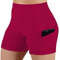 Seksi plesne ženske rastezljive kratke hlače visokog struka s džepom, Ženske kratke hlače za trčanje, vježbanje