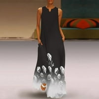 Ženski cvjetni tiskani labavi elegantni dugi rukavac podijeljeni haljina velike veličine