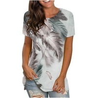 Ženski ljetni hladni rame vrhovi v vrata tunike ležerni grafički print majice v vrat pola rukava labave košulje