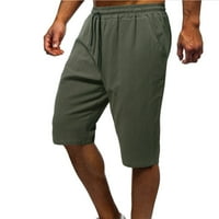 Prijedlozi Muške bermudske kratke hlače s džepom na vezanje, jednobojne sportske kratke hlače od pamuka i lana