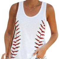 Baseball print bez rukava, okrugli vratni vrhovi spremnika za žene ljeto slatka tiskana majica s atletskom joga