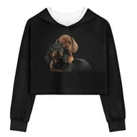 Pulover sa životinjskim printom Crop Top majica s kapuljačom za jazavčare sportske kapuljače Trenirka odjeća Na