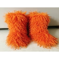 TENMI Žene ugodne zimske tople cipele zatvorene vanjske lagane krznene prtljažnice Srednje telage casual narančasto