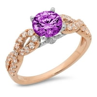 1. dijamant okruglog reza s imitacijom aleksandrita od 14k ružičastog zlata, prsten od 9,75
