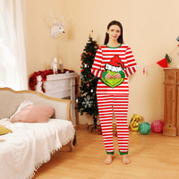 Smiješni Xmas PJS, božićna pidžama-zelena vilenjaka čudovišta s uzorkom božićnih šešira i zelenih bijelih pruga