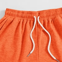 Mikilon Ženski solidni ležerni labavi džepovi za vezanje kratkih hlača Women Summer Tons Capri narančaste na ljetni