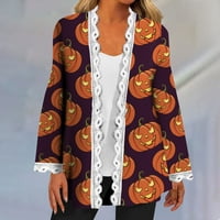 Ženski kardigan za Noć vještica, čipkasta bluza dugih rukava s otvorenim prednjim dijelom u mekanoj draperiji