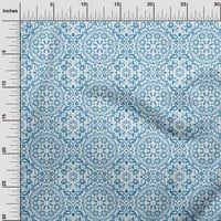 Oneoone pamučni poprilin srednja plava tkanina azijski blok cvjetni šivaći materijal za ispis tkanine po dvorištu