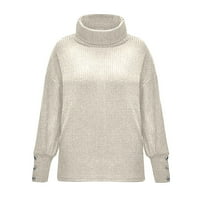 Žene Turtleneck Pulover Gumb Dugi rukavi labavi pleteni džemper vrhovi