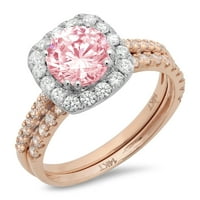 1. Karat okruglog reza ružičasti imitirani dijamant ružičasti i bijeli zlatni dragulj 18k prilagodljivo lasersko