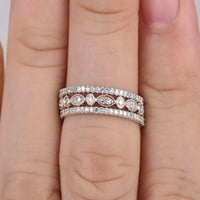 1. Karatni zaručnički prsten vjenčani prsten koji se može složiti jubilarni prsten Trio prsten od srebra od ružičastog