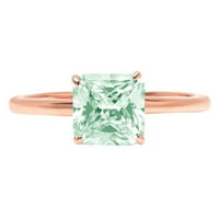 2. CT Brilliant Asscher Cut simuliran zeleni dijamant 14K ružičasti zlatni prsten SZ 6