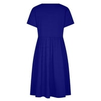 Ljetne haljine za žene casual čišćenje kratki rukavi okrugli ruk haljina s okruglim vratom džepni džepni kabel