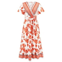 Hanzidakd Ljetne haljine za žene Ljetne haljine za žene plaže cvjetna majica Sundress casual labava haljina