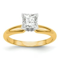 Čvrsti 14K zaručnički prsten od žutog i bijelog zlata Dva tona srednje-wt v-end princeza pasijansa s cz kubičnim