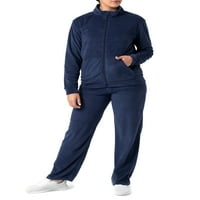 Atletic Works ženski aktivni velur zip-up staza jakna i hlače, dvodijelni set