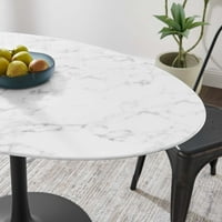 Blagovaonski stol od umjetnog mramora od 54 u crno-bijeloj boji
