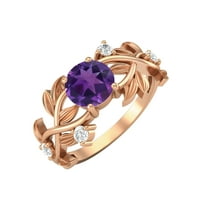 Ženski klasični prsten od 10k ametista u ružičastom zlatu