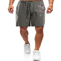 Muške Ležerne sportske hlače s ravnim nogavicama, mini hlače s printom od perja, jednobojna odjeća za plažu s
