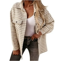 Rasprodaja i rasprodaja ženskih košulja dugih rukava, modnih jakni s printom Houndstut, zimskih kaputa s reverima