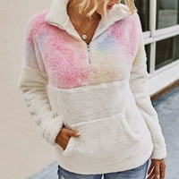 Ženski kaput, zimska majica s dugim rukavima a-line, preveliki džemper s kapuljačom s patentnim zatvaračem, jakna